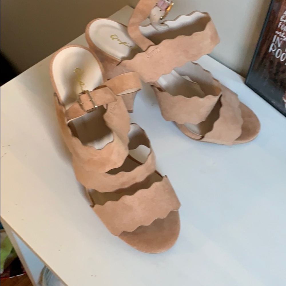 strappy nude low heels